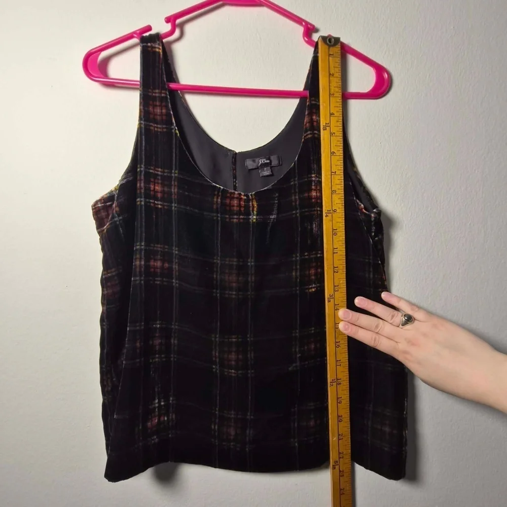 J Crew Tartan Plaid Velvet Velour Academia EGirl Whimsy Gothabilly Tank Top US 2 - Picture 9 of 9